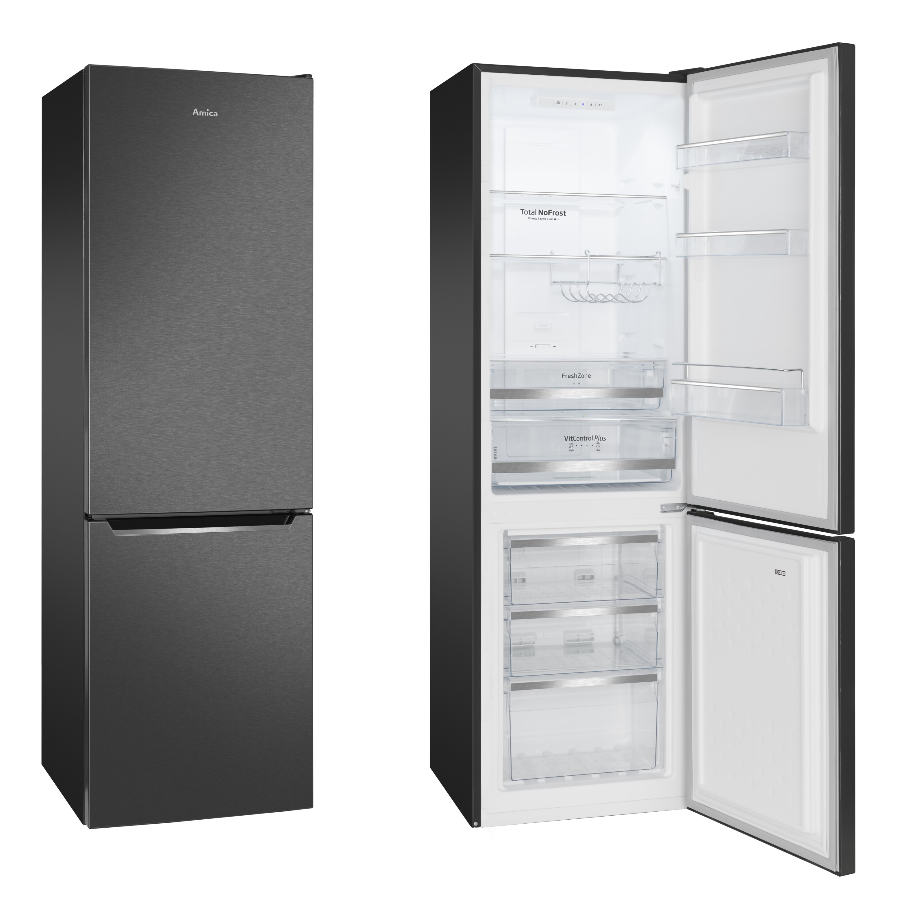 Stand-Kühl-Gefrierkombination KGC 15495 S, schwarz Edelstahloptik, 180 cm