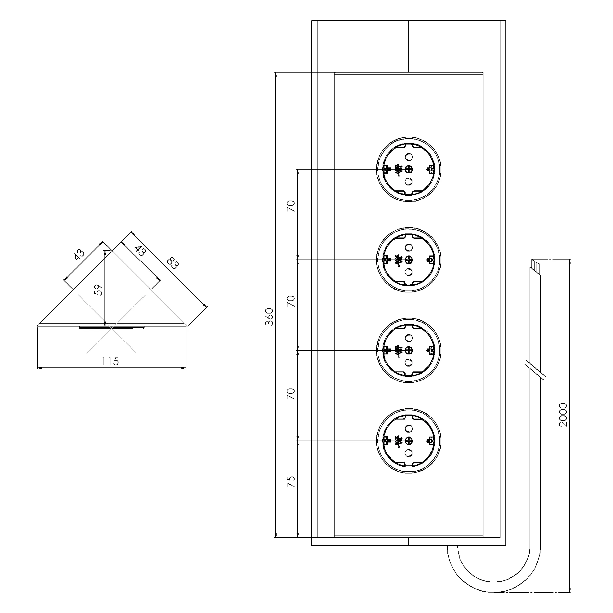 CARESSI 4ST36 Energie-Ecksäule, weiß