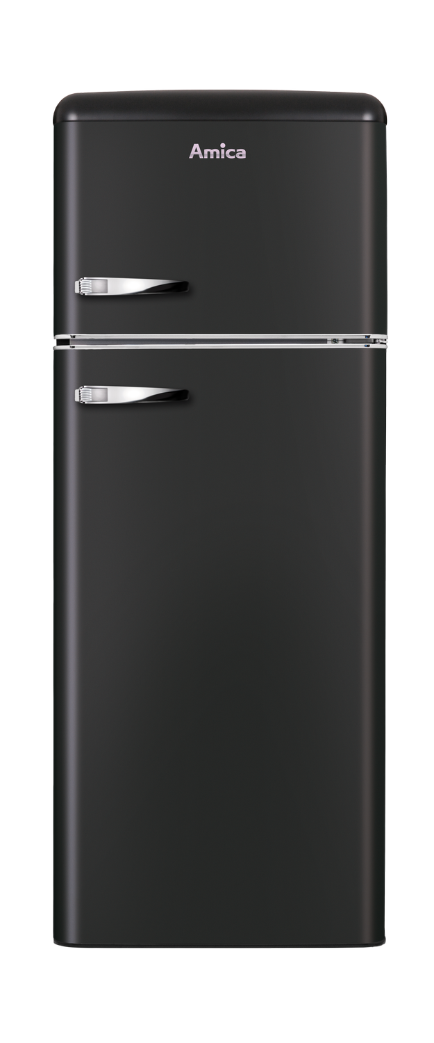 Kühl--Gefrierkombination im Retro Design, 144 cm Höhe, matte black
