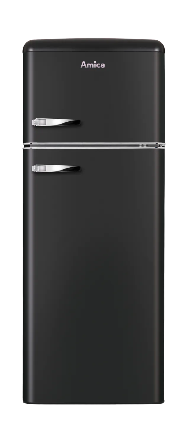 Kühl--Gefrierkombination im Retro Design, 144 cm Höhe, matte black Kühl--Gefrierkombination im Retro Design, 144 cm Höhe, matte black