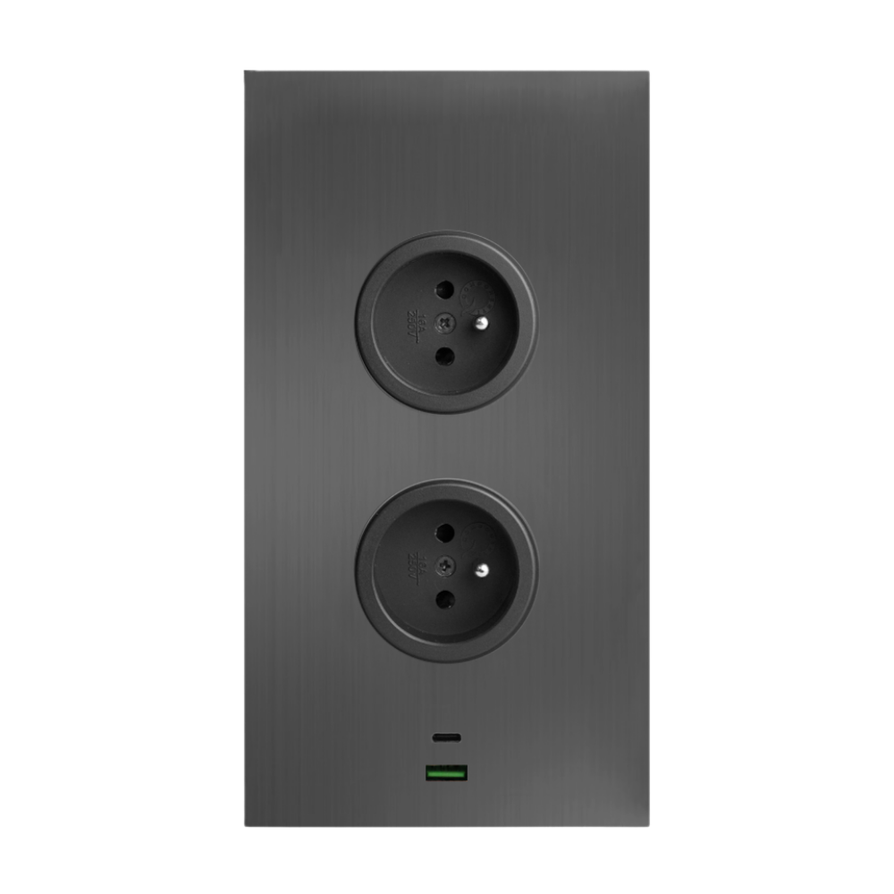 CARESSI 2ST20/USB Energie-Ecksäule, gun-metal