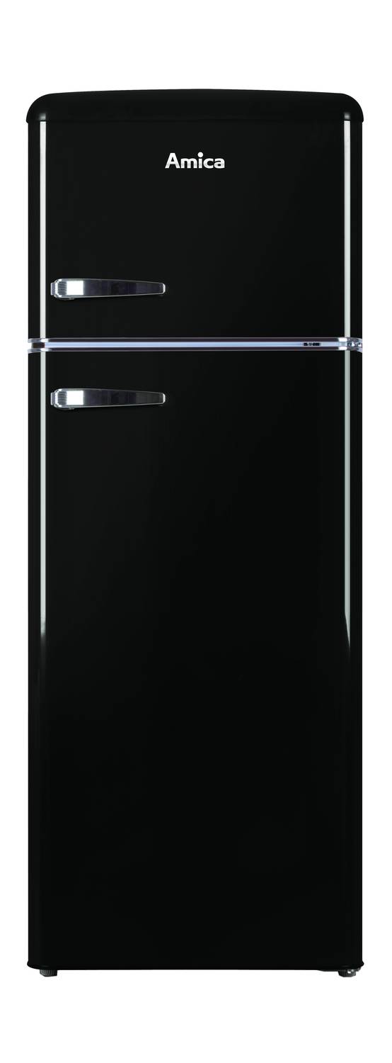 Kühl--Gefrierkombination im Retro Design, 144 cm Höhe, black olives