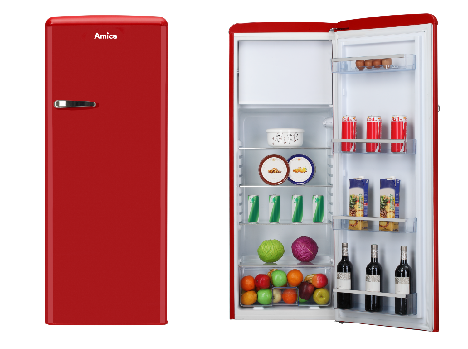 Kühlschrank im Retro Design, 144 cm Höhe, chili red