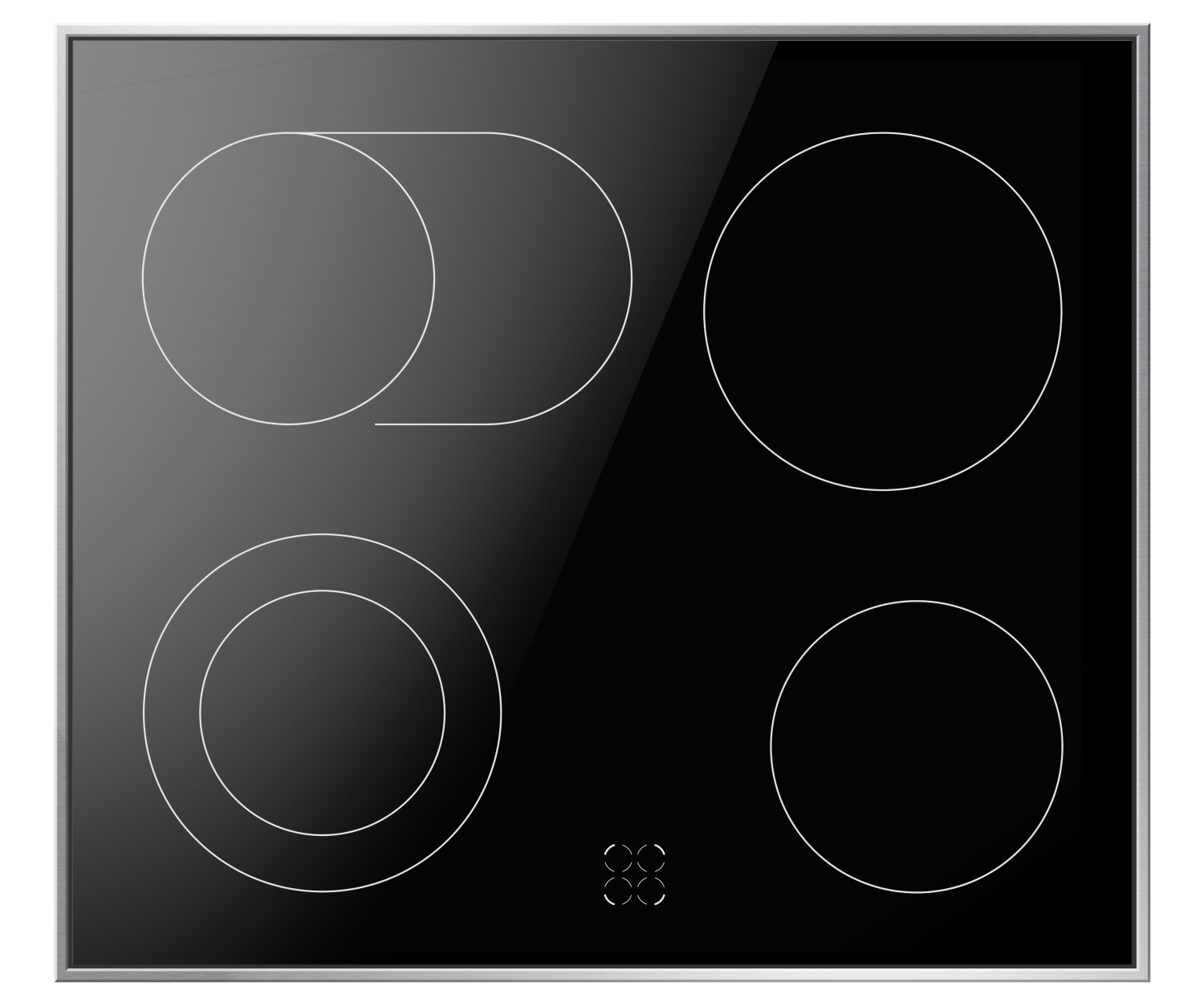 Herd-Set, Glaskeramik-Kochfeld-Edelstahlrahmen, X-type Design, Schwarz, 77l Herd-Set, Glaskeramik-Kochfeld-Edelstahlrahmen, X-type Design, Schwarz, 77l