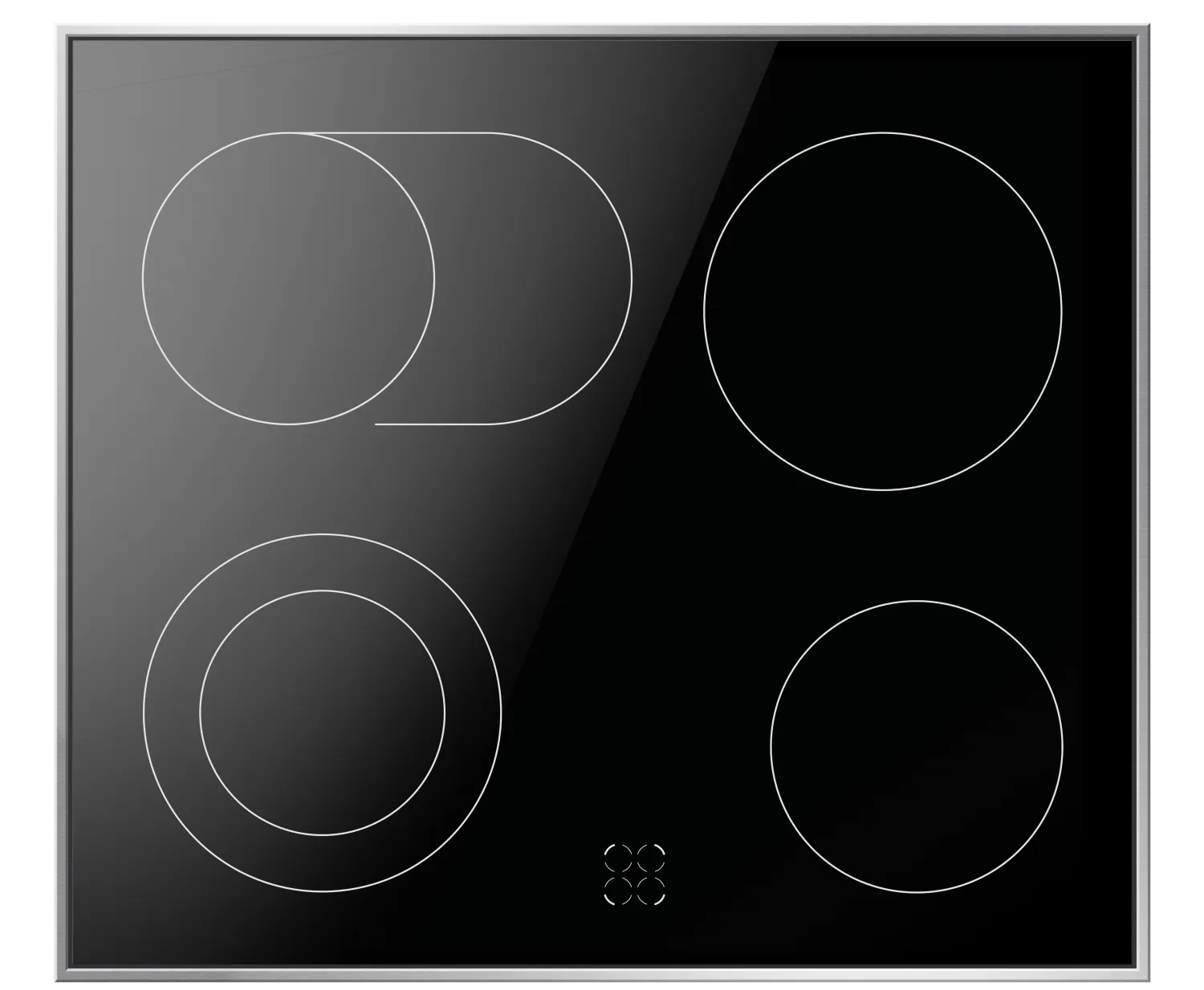 Herd-Set, Glaskeramik-Kochfeld-Edelstahlrahmen, X-type Design, Schwarz, 77l