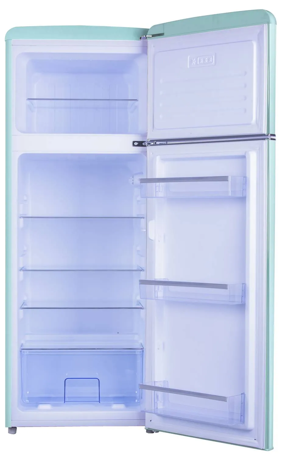 Kühl--Gefrierkombination im Retro Design, 144 cm Höhe, ice blue Kühl--Gefrierkombination im Retro Design, 144 cm Höhe, ice blue