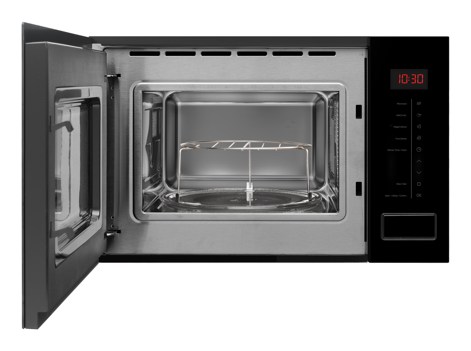 Einbau-Mikrowelle mit Grill, Schwarzglas Noir Design, 20l