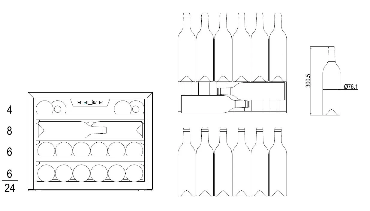 Einbau-Weintemperierschrank, X-Type Design, schwarz Einbau-Weintemperierschrank, X-Type Design, schwarz