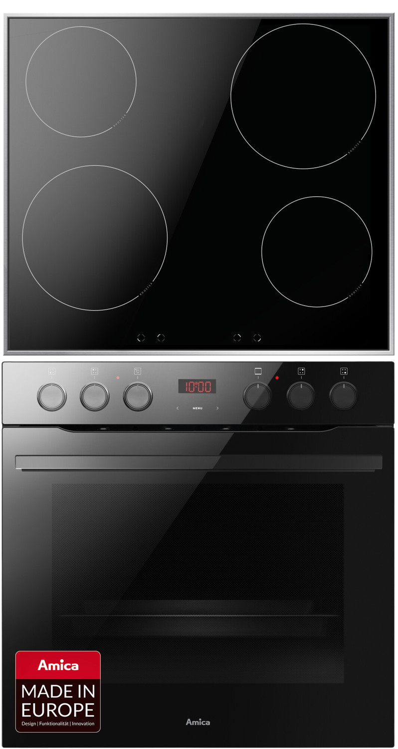 Herd-Set, Induktionskochfeld-Edelstahlrahmen, X-type Design, Schwarz, 77l