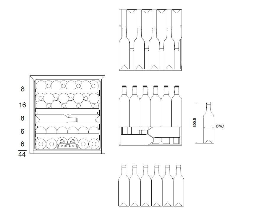 Einbau-Weintemperierschrank, X-Type Design, schwarz