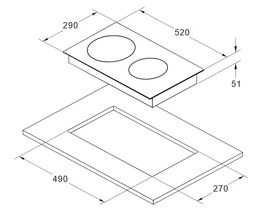 PKM Glaskeramik-Doppelkochplatte EB-GK2KG