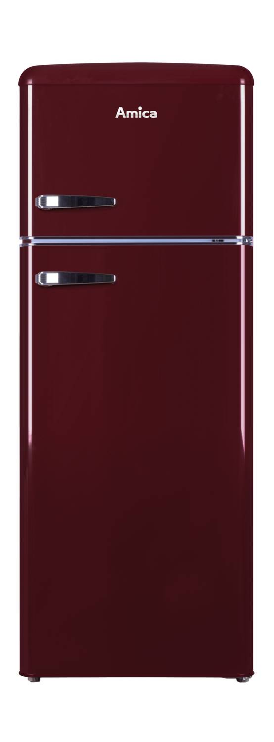 Kühl--Gefrierkombination im Retro Design, 144 cm Höhe, wine red