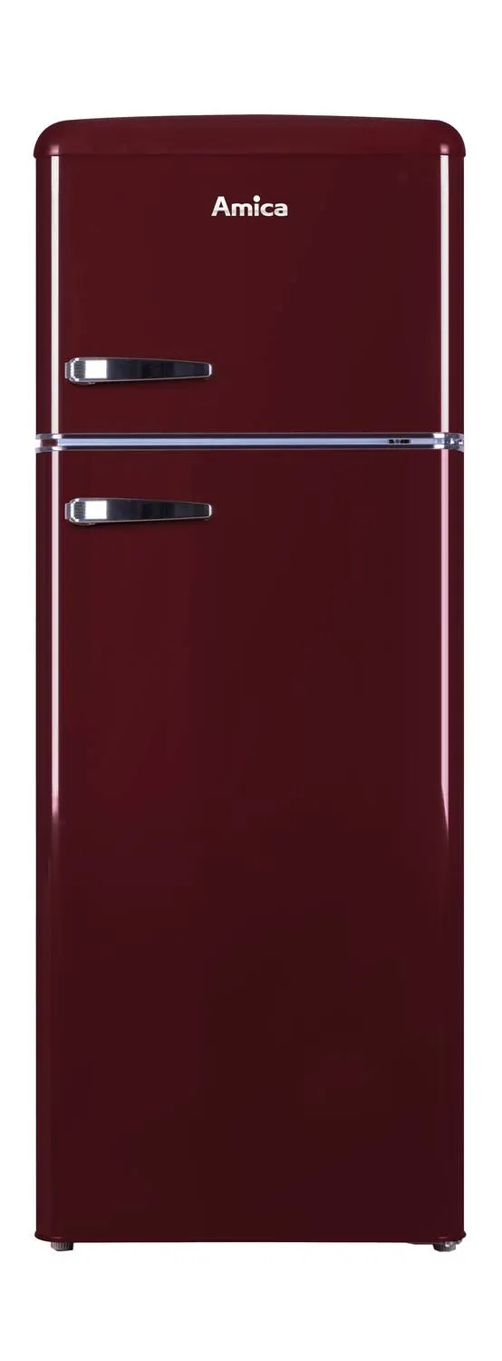 Kühl--Gefrierkombination im Retro Design, 144 cm Höhe, wine red