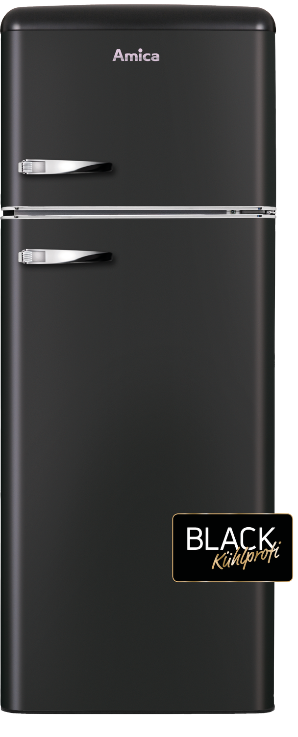 Kühl--Gefrierkombination im Retro Design, 144 cm Höhe, matte black Kühl--Gefrierkombination im Retro Design, 144 cm Höhe, matte black