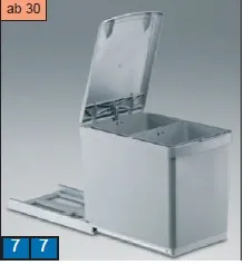 Abfallsammler kurz, grau, 2 x 7,5 Liter