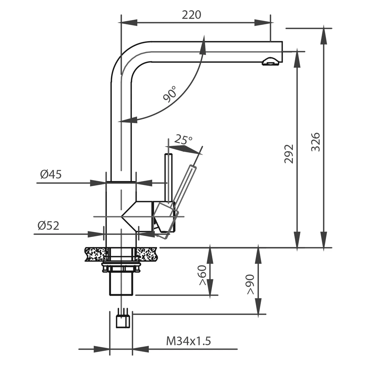 CARESSI Armatur 003 U-ND ECO, CABL003I U-ND, Nieder Druck, Edelstahl CARESSI Armatur 003 U-ND ECO, CABL003I U-ND, Nieder Druck, Edelstahl