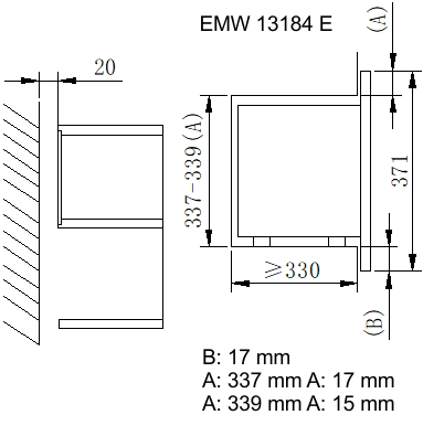 20 l Einbaumikrowelle mit Grill, Edelstahl