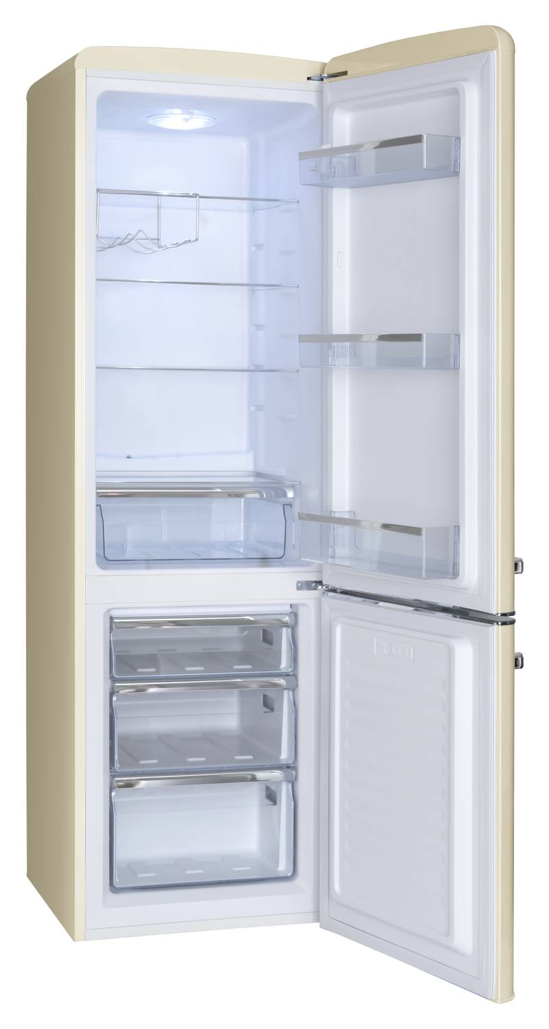 Kühl--Gefrierkombination im Retro Design, 181 cm Höhe, Coffee Cream