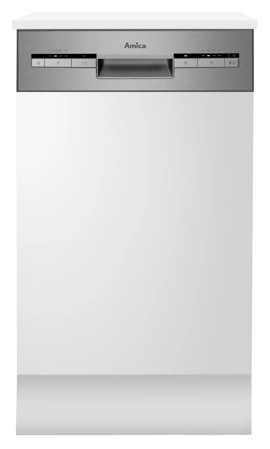 Geschirrspüler, semi-integriert, Edelstahl, 45cm