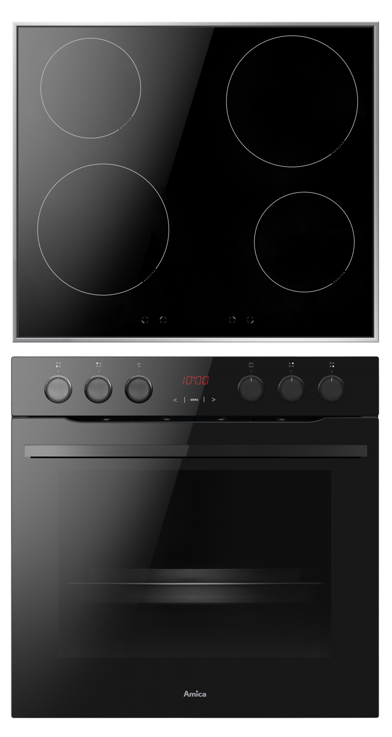 Herd-Set, Induktionskochfeld-Edelstahlrahmen, X-type Design, Schwarz, 77l