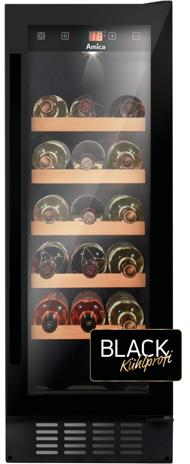 Weintemperierschrank, unterbaufähig, X-Type Design, schwarz