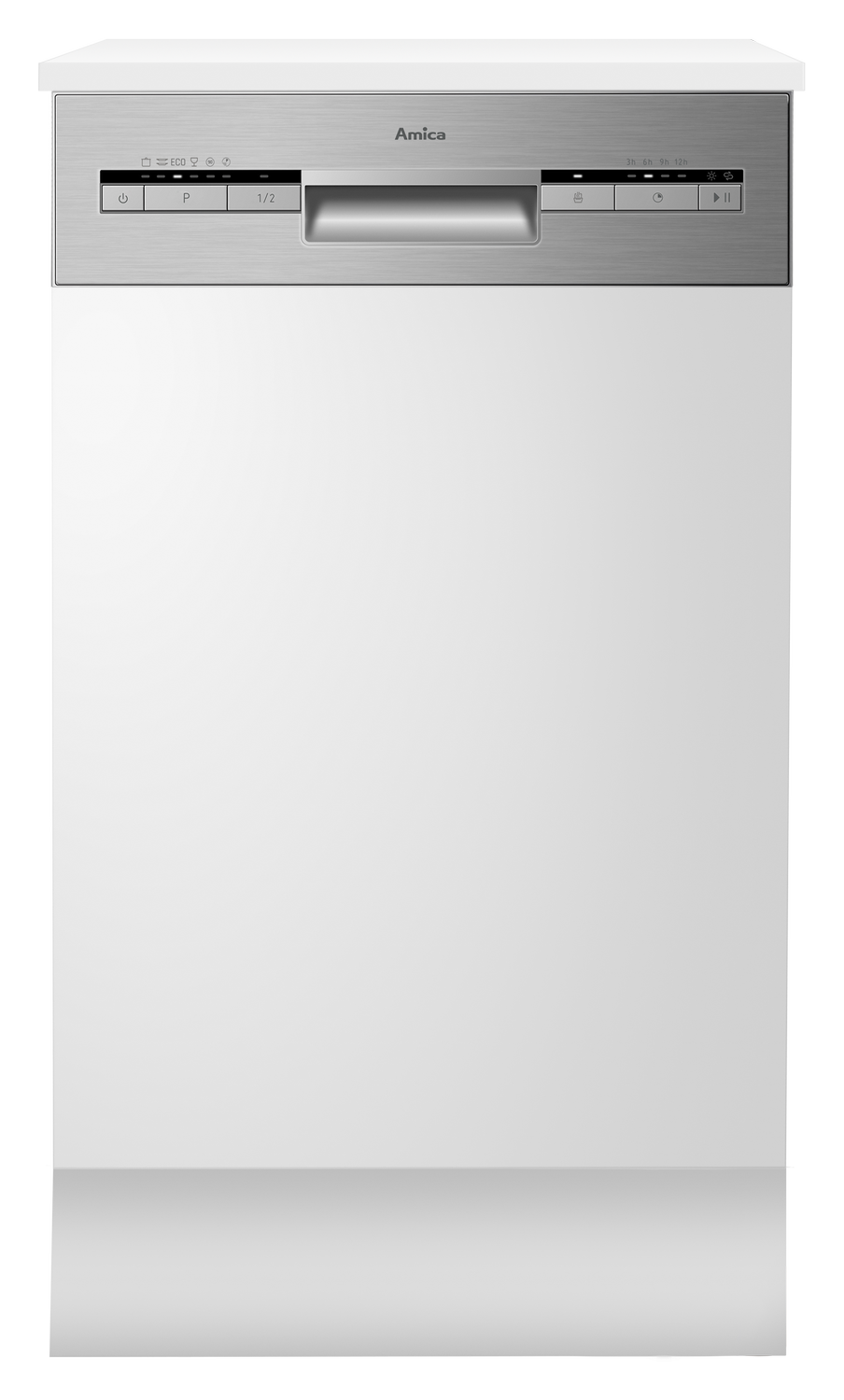 Geschirrspüler, semi-integriert, Edelstahl, 45cm