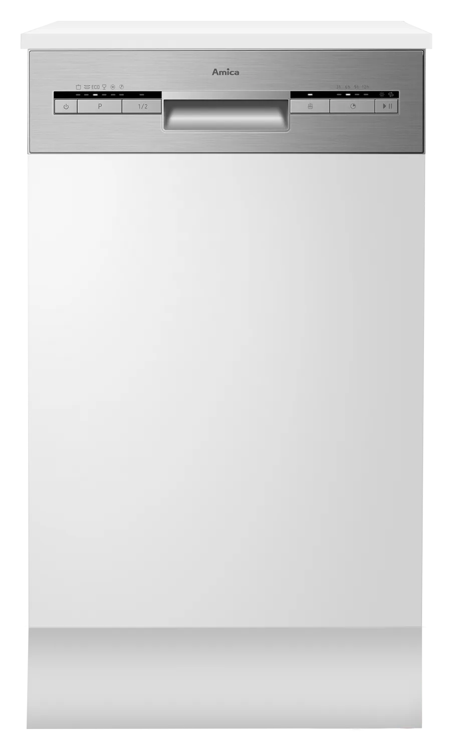 Geschirrspüler, semi-integriert, Edelstahl, 45cm