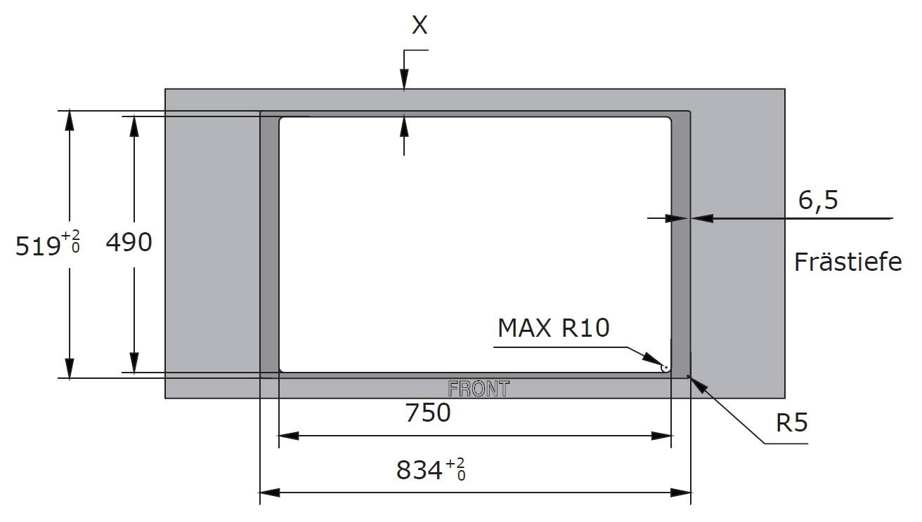 Autarker Muldenlüfter, 80 cm, rahmenlos, 4 Induktionszonen - 2 Bridges, max Gebläseleistung 598m³-h, EEK A, inkl. Kohlefilter, Adapter